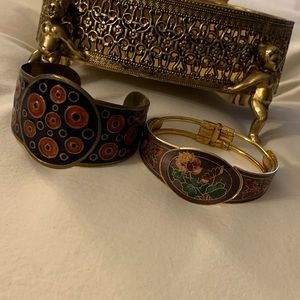 Two vintage hand painted bracelets